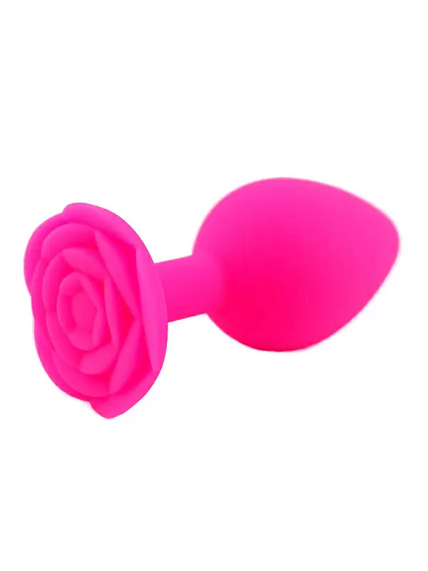 Анальная пробка Kanikule, с ограничителем в форме розочки, размер M, розовая