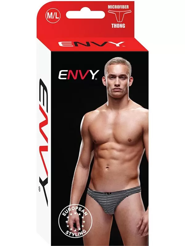 Черно-белые тонги, трусы мужские в полоску - M/L