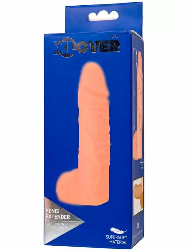 Реалистичная насадка-удлинитель TOYFA XLover, с мошонкой, 16 см, TPE, телесный
