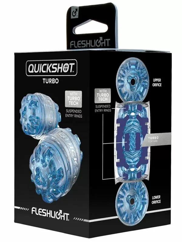 Нереалистичный мастурбатор Fleshlight Quickshot Turbo Blue Ice, структуру Turbo Tech, 11 см, ТПЕ