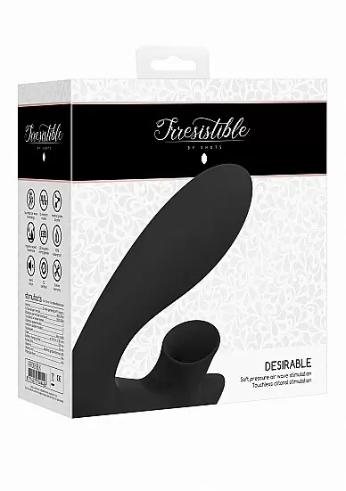 Бесконтактный вибратор-кролик Irresistible Desirable Black, 12,5 см, 10 режимов, силикон, черный