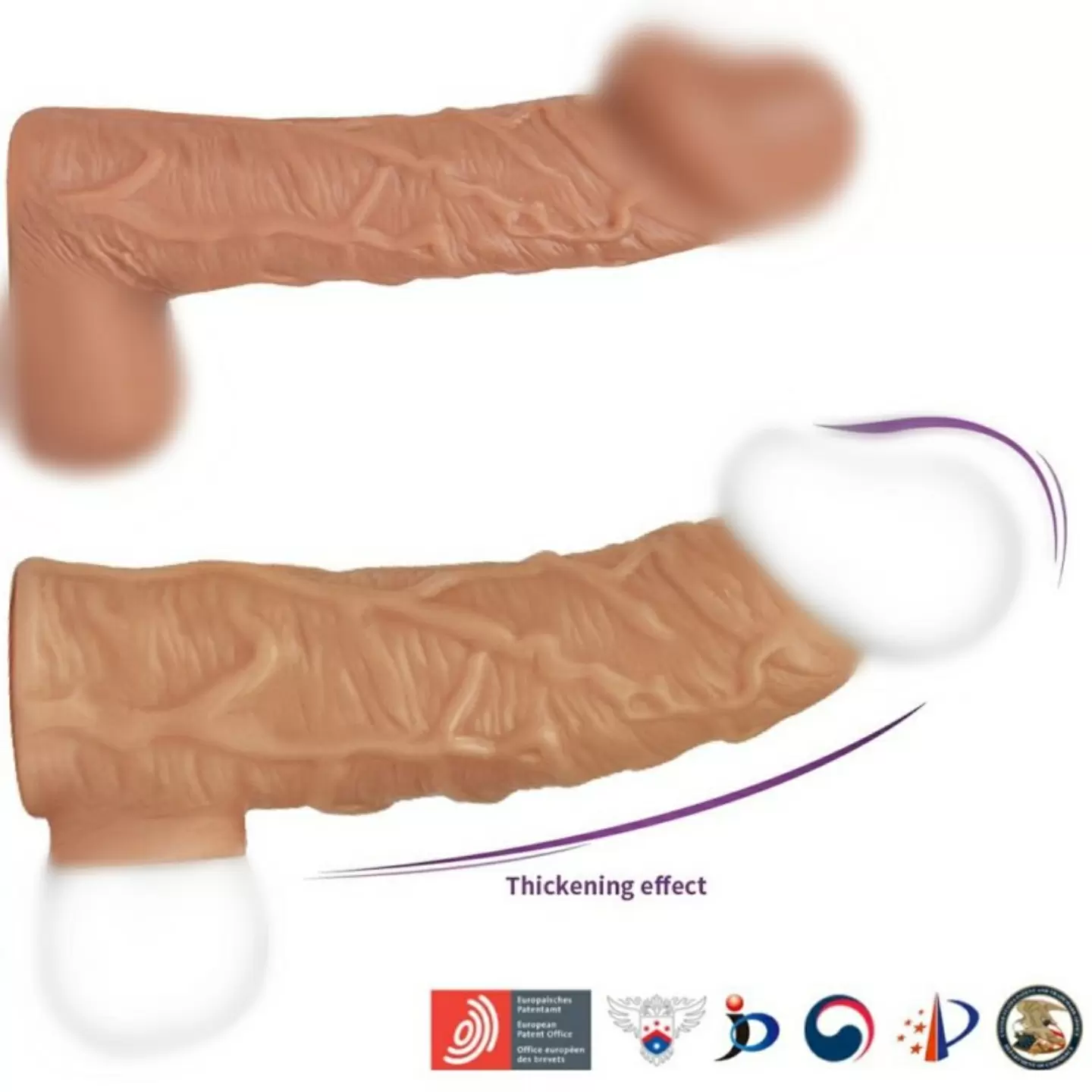 Реалистичная насадка с подхватом мошонки на фаллос, с открытой головкой, размер L