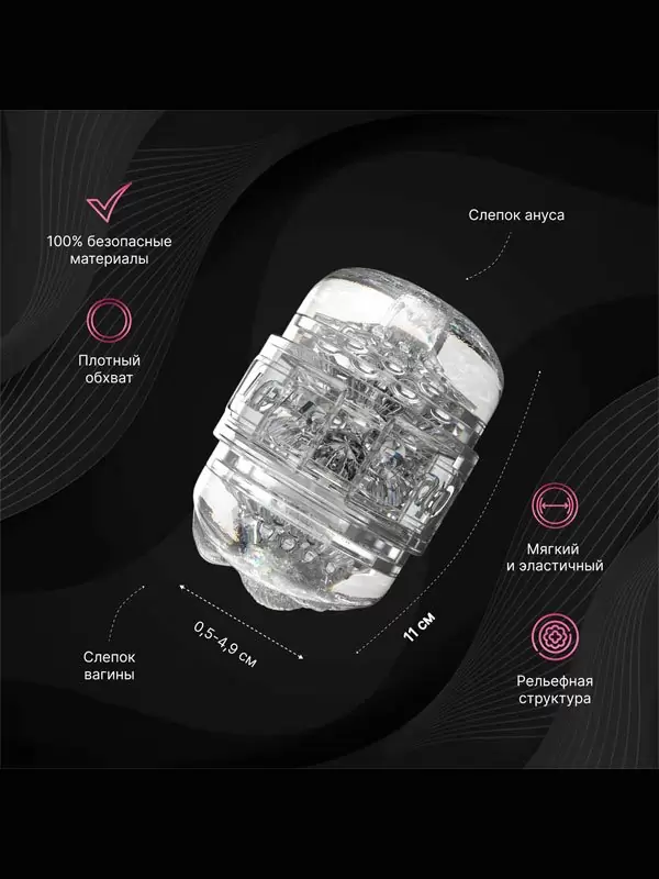 Реалистичный мастурбатор Fleshlight Quickshot Stoya, 11 см, анатомия реальной актрисы, прозрачный