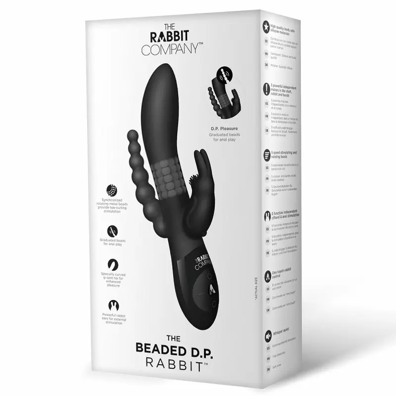 Ротационный вибромассажёр с двойным проникновением The Rabbit Company Beaded Dp Rabbit Black – чёрный