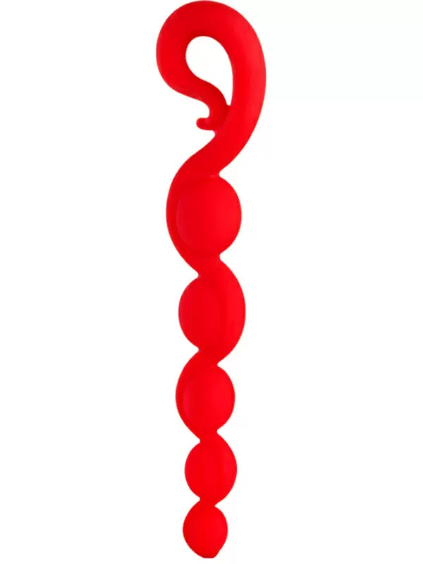 Элегантная анальная цепочка Fun Factory Bendybeads, 5 бусин, 26,3 см, красная