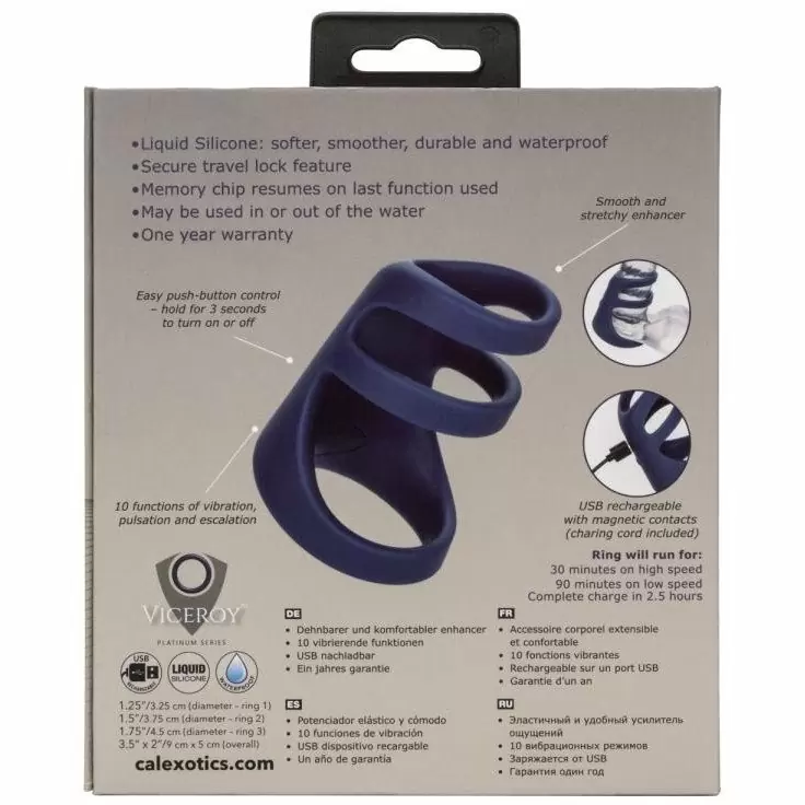 Эрекционное виброкольцо Viceroy™ Rechargeable Triple Cock Cage