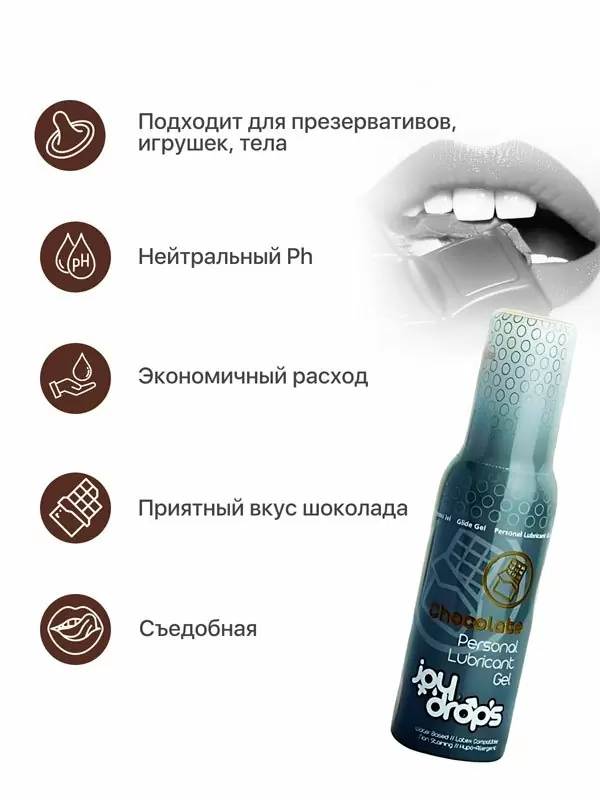 Смазка на водной основе Joydrops Chocolate, натуральные компоненты, 100 мл