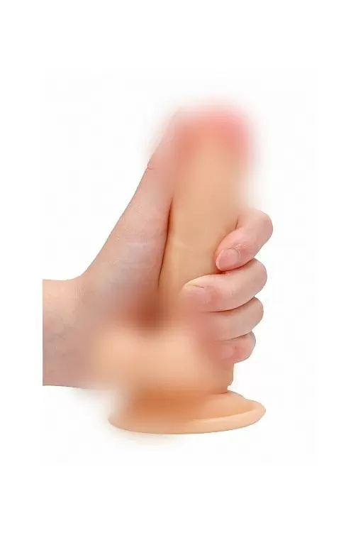 Реалистичный фаллоимитатор Shots toys Vibrating Realistic Cock With Scrotum, с мошонкой, с пультом Д/У, 15 см, 10 режимов
