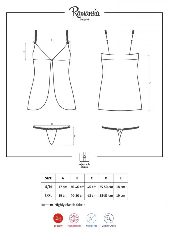 Полупрозрачный красный беби долл и трусики Romansia (Obsessive) – S/M