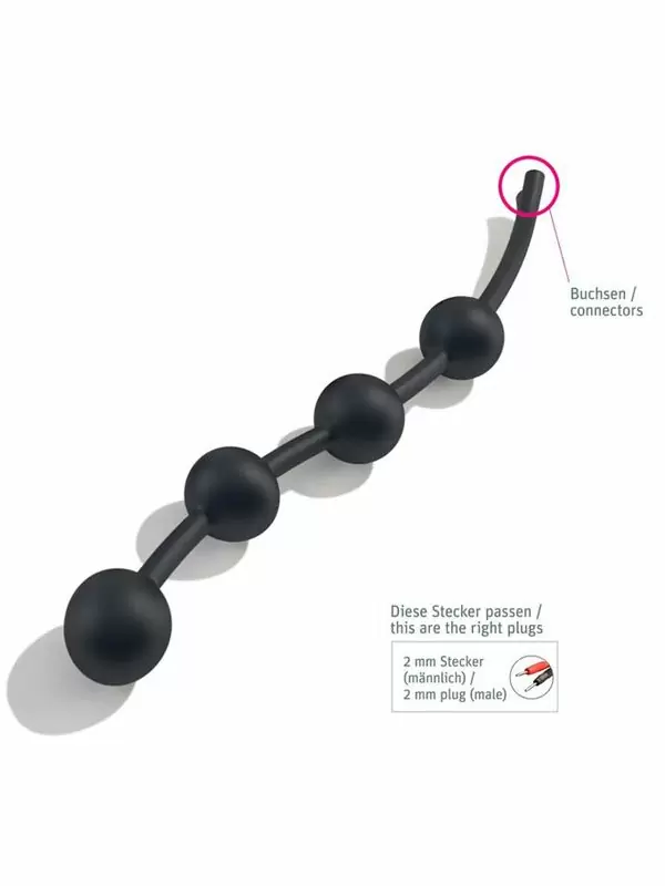 Анальная цепочка Mystim Garland Anal chain Booty L, для подключения к источнику электроимпульсов, со смещенным центром тяжести, черный