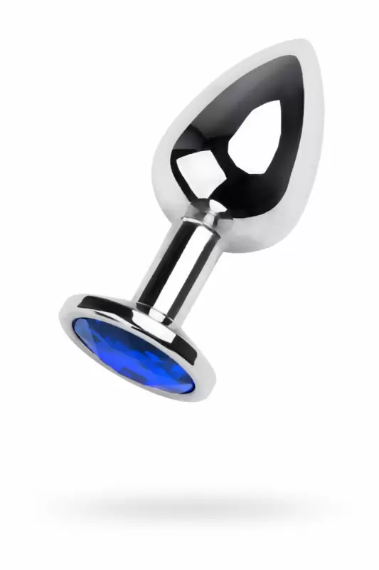 Металлическая анальная пробка TOYFA Metal с кристаллом цвета сапфира - серебристый с синим