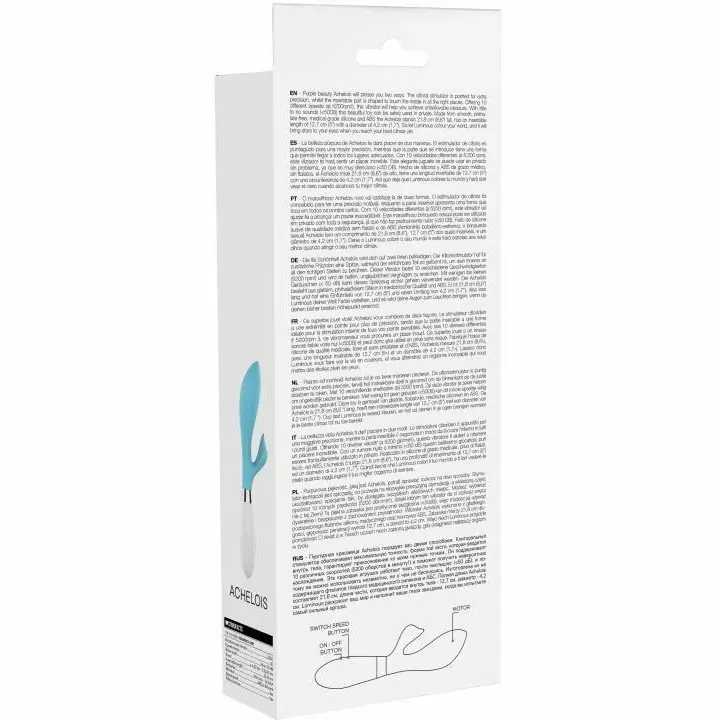 Изогнутый вибратор-кролик Achelois, 21,8 см, 10 режимов, бирюзовый