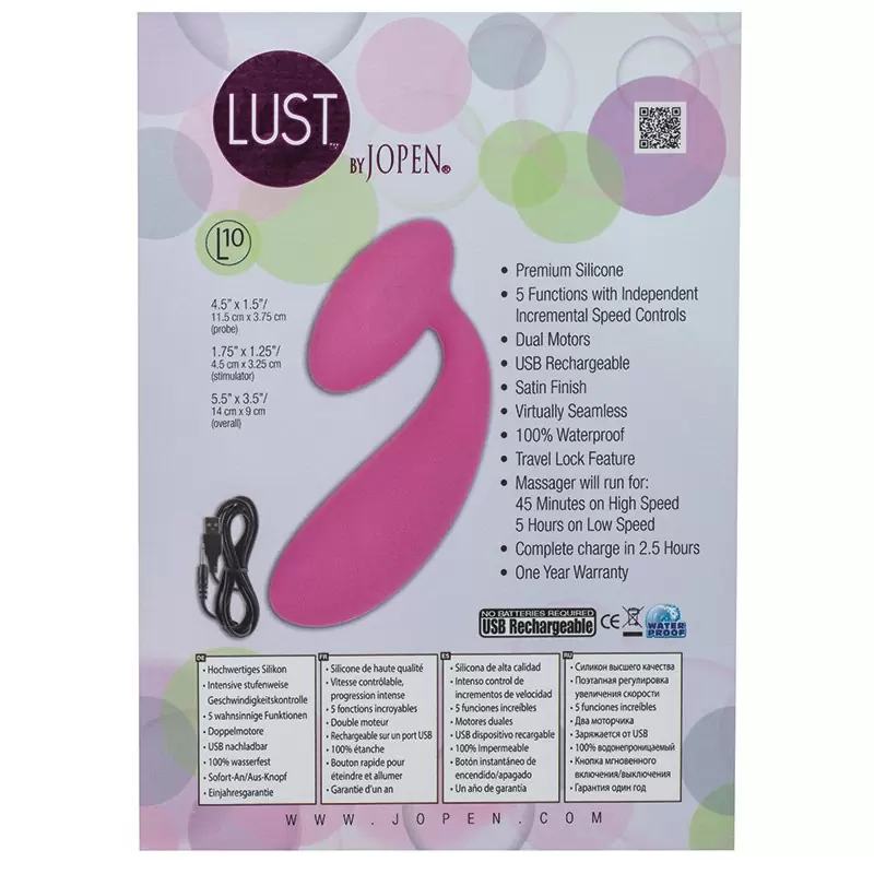Вибромассажер изогнутый Lust by Jopen L10 – розовый