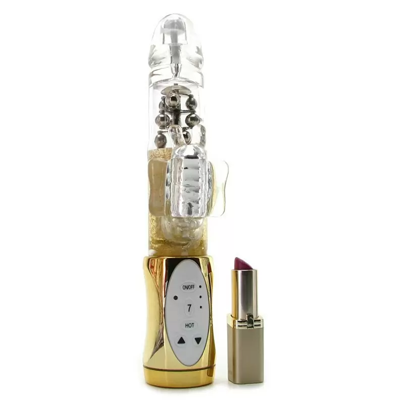 Вибромассажер Impulse Butterfly со стимулятором клитора бабочкой – золотистый