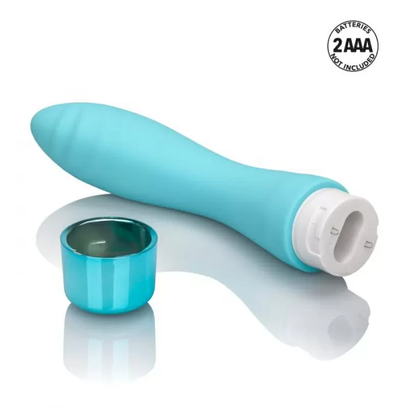 Вибромассажер с ребристой изогнутой головкой Calexotics Eden Ripple – голубой