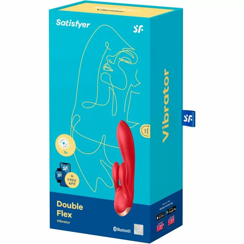 Вибратор-кролик Satisfyer Double Flex с двумя клиторальными отростками (красный)