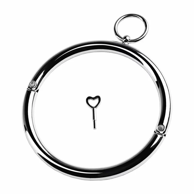 Металлический ошейник с маленьким колечком Toyfa Metal – серебристый