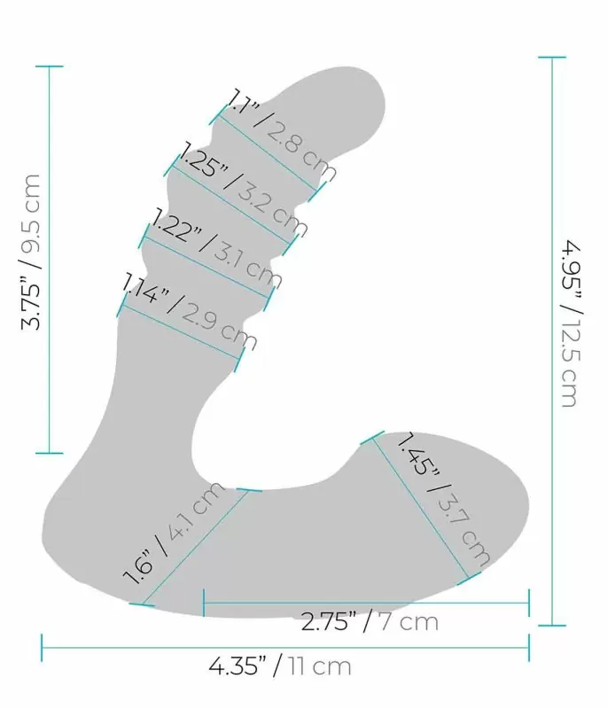 Мощный стимулятор простаты BlueLine Prodder - Sphincter Training, с пультом Д/У, 12,5 см, 4 режима, силикон