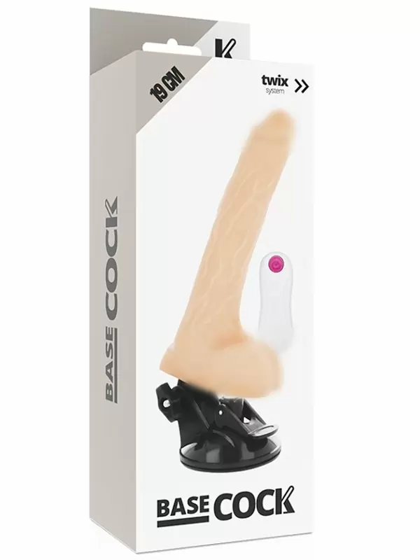 Реалистичный вибратор Dream Love BASECOCK REALISTIC VIBRATOR REMOTE CONTROL FLESH, с мошонкой, с пультом Д/У, 19 см, ТПР, светлый телесный