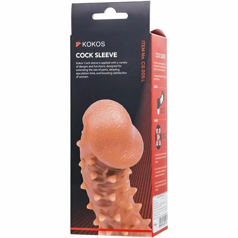 Реалистичная насадка на пенис с бугорками «Cock sleeve» (большая), Kokos