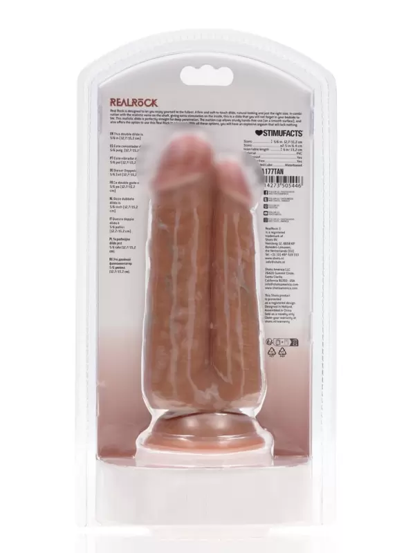 Двойной реалистичный фалоимитатор Two in One Dildo Shots Toys, с двумя головками, 15,2 см