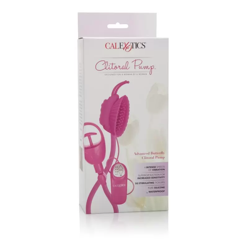 Помпа клиторальная с вибрацией Advanced Butterfly Clitoral Pump – розовый