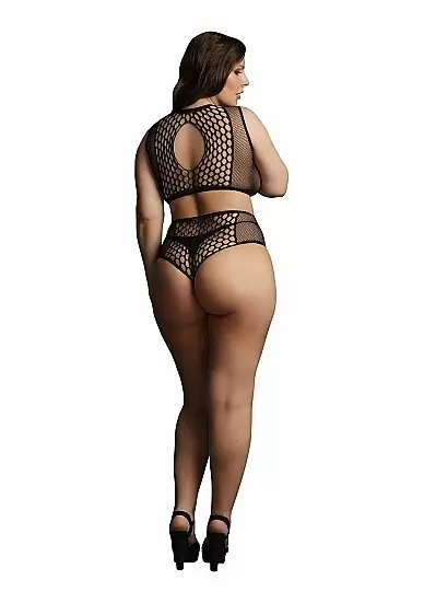 Эротический комплект из короткого топа и трусиками с высокой талией