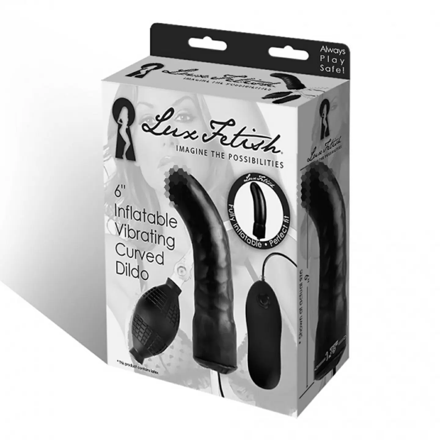 Надувной изогнутый фалос с вибрацией Lux Fetish