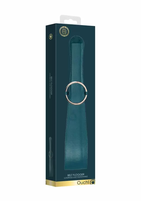Элегантная шлепалка Shots toys Ouch Ouch! - Belt Flogger, 53,5 см, экокожа, зеленый 