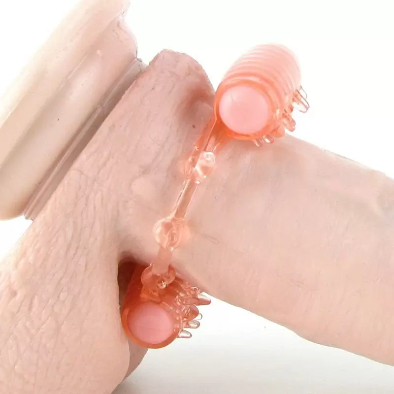 Эрекционное кольцо Screaming O - Quickie Two O с двойной стимуляцией – оранжевый