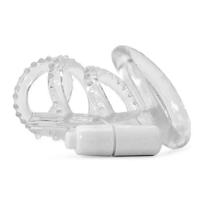 Насадка стимулирующая Vibrating Cock Cage с вибрацией – прозрачная 