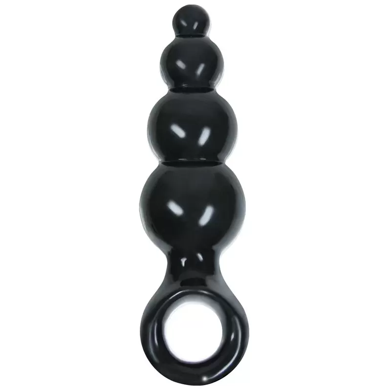 Анальная пробка с кольцом Jolie Ripples Medium – черная