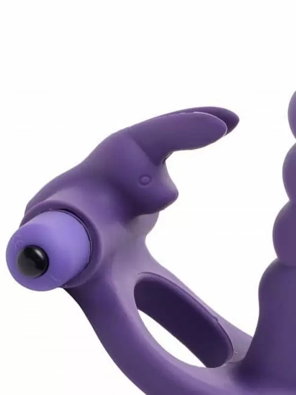 Эрекционное виброкольцо Double Delight, для двойного проникновения, стимуляция клитора, 16,5 см, фиолетовое
