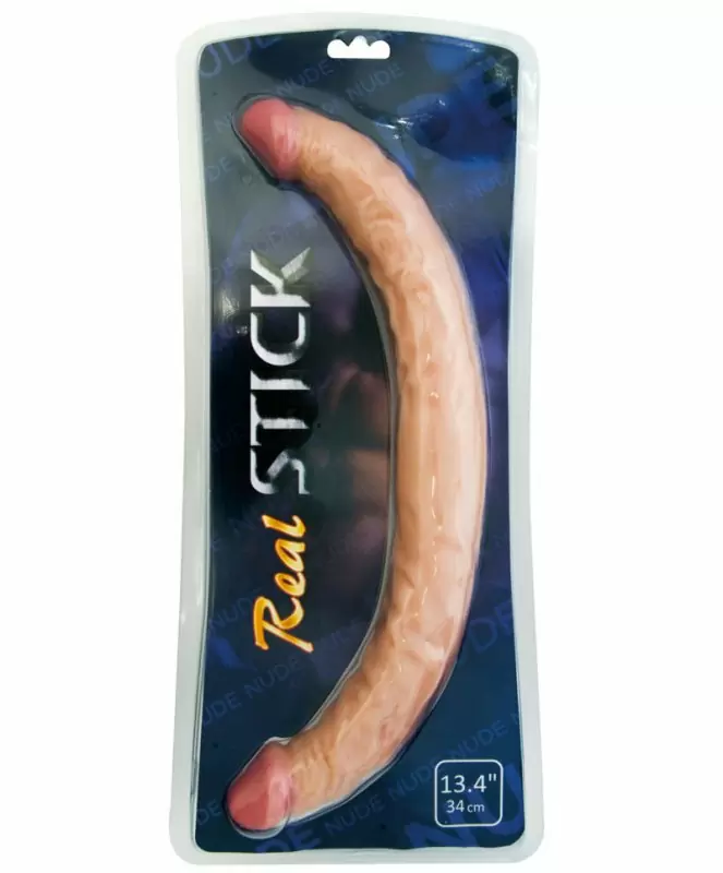 Двухсторонний реалистичный фаллоимитатор TOYFA RealStick Nude 13,4” – телесный