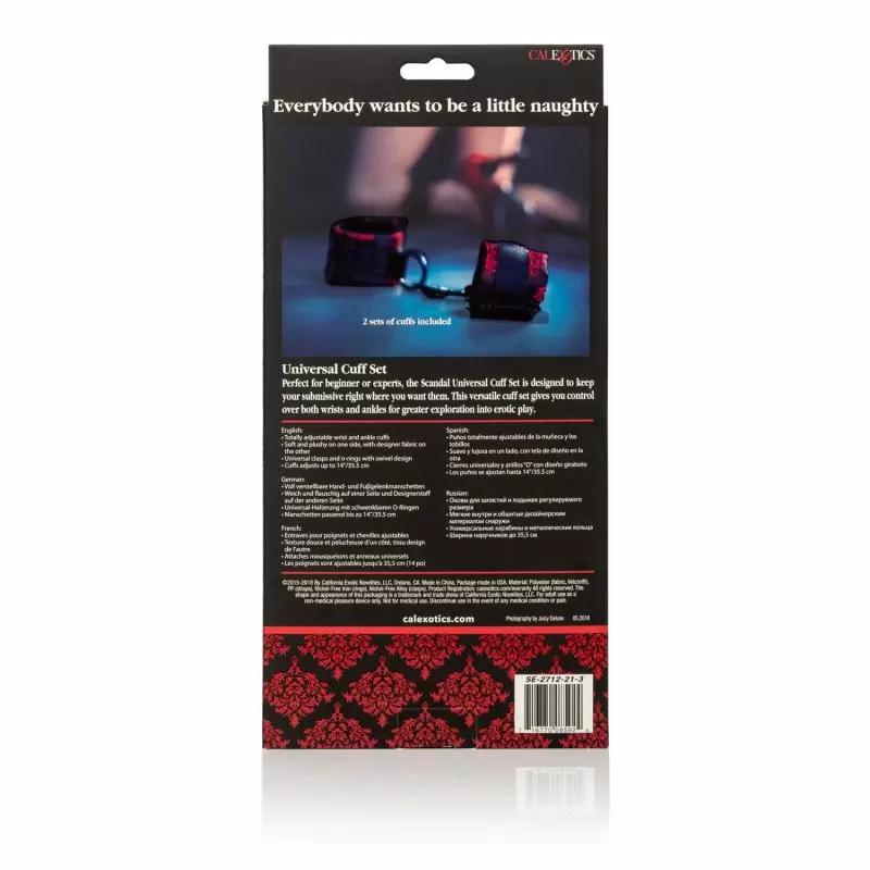 Набор универсальных наручников Scandal Universal Cuff Set – черный с красным