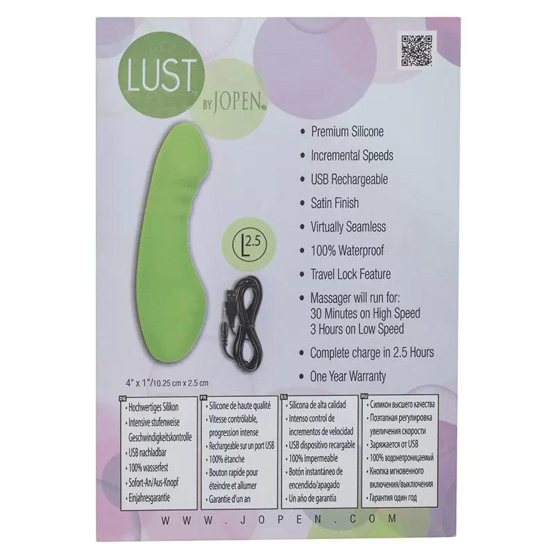 Перезаряжаемый мини-вибромассажер Lust by Jopen L2.5 – зеленый