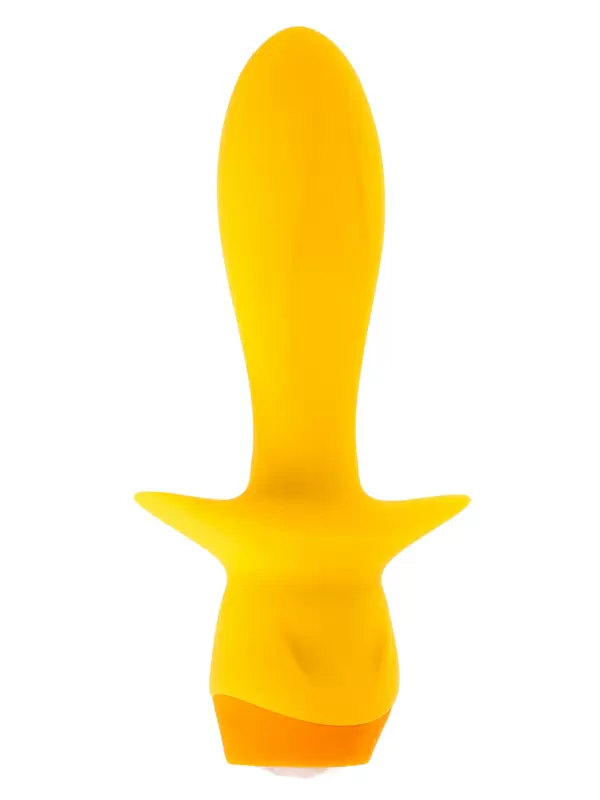 Элегантная анальная вибропробка Evolved Mellow Yellow, 13,5 см, с кристаллом, силикон, 10 режимов, желтый