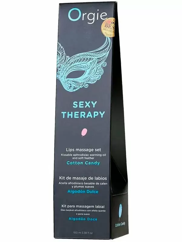 Комплект для сладких игр Orgie Lips массажное масло для поцелуев, перо, сахарная вата, 100 мл