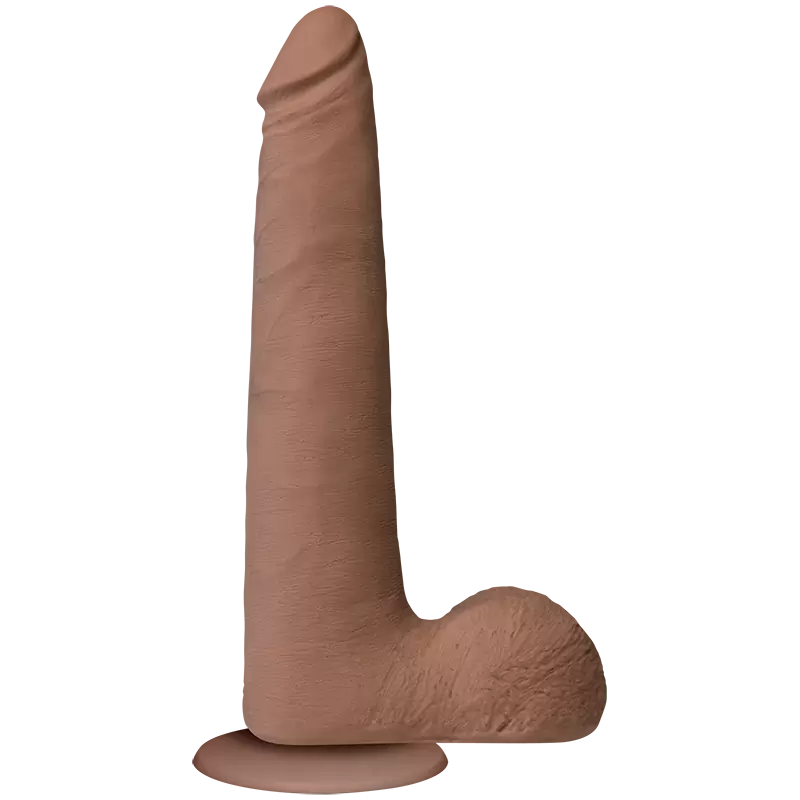 Фаллоимитатор реалистик Realistic Cock UR3 9” Slim с мошонкой – коричневый