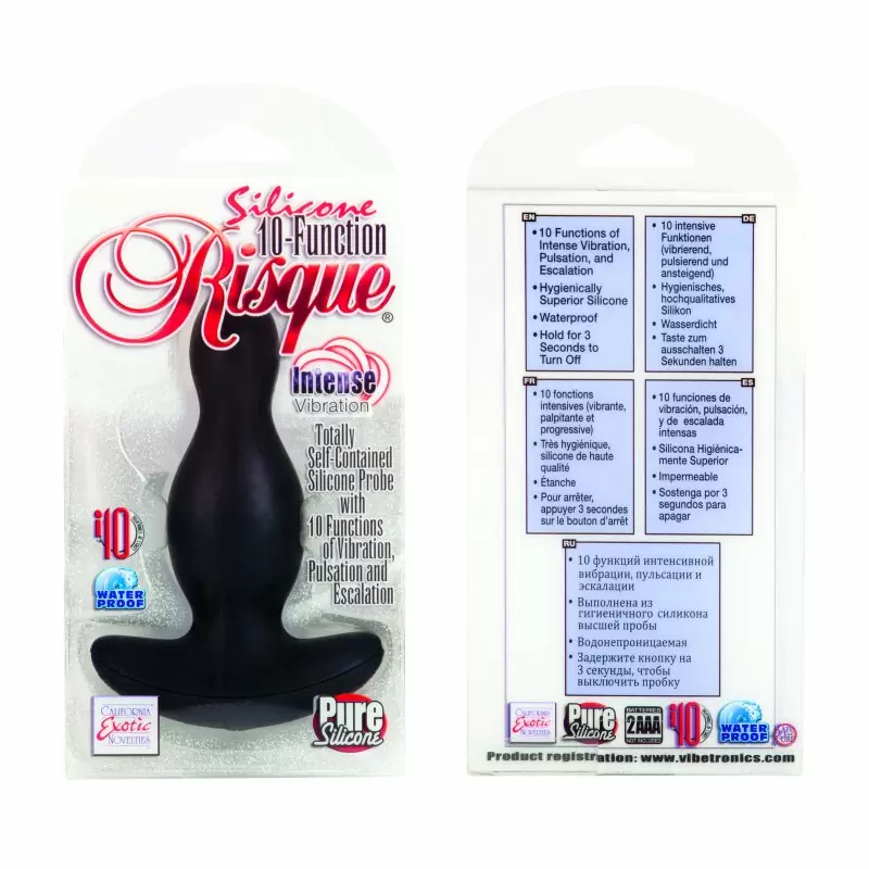 Анальная пробка с вибрацией Silicone 10 Function Risque – черный