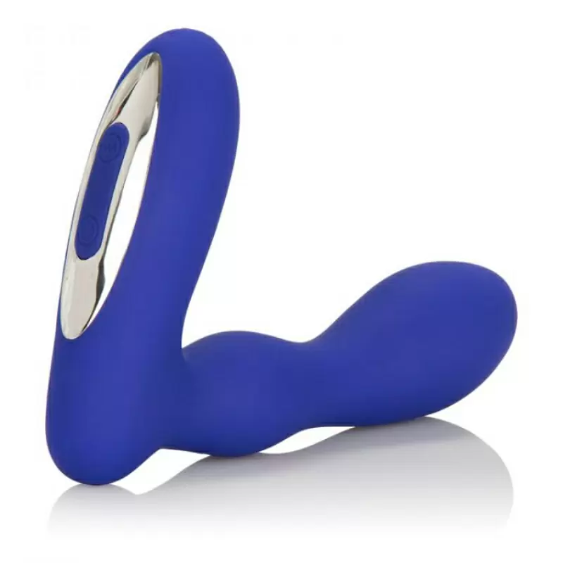 Мощный стимулятор простаты Calexotics Silicone Wireless Pleasure Probe, 12 режимов, 10,2 см, синий
