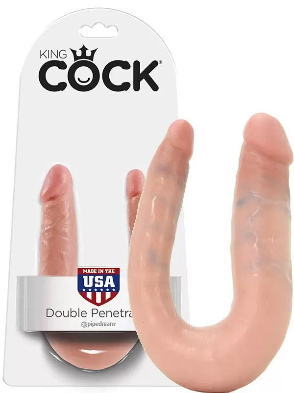 Фаллоимитатор двухголовый U-образный Double Trouble Small маленький – телесный