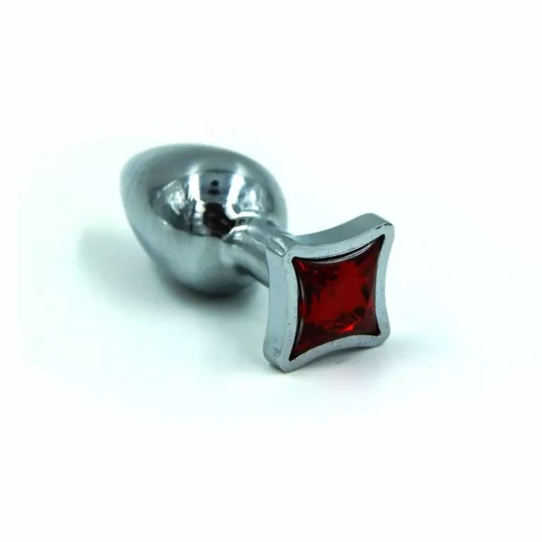 Набор из серебряной анальной пробки и четырех кристаллов в форме мастей (Small)