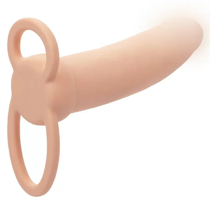 Реалистичная вибронасадка Rechargeable Thick Dual Penetrator, для двойного проникновения, 14 см, силикон, телесный