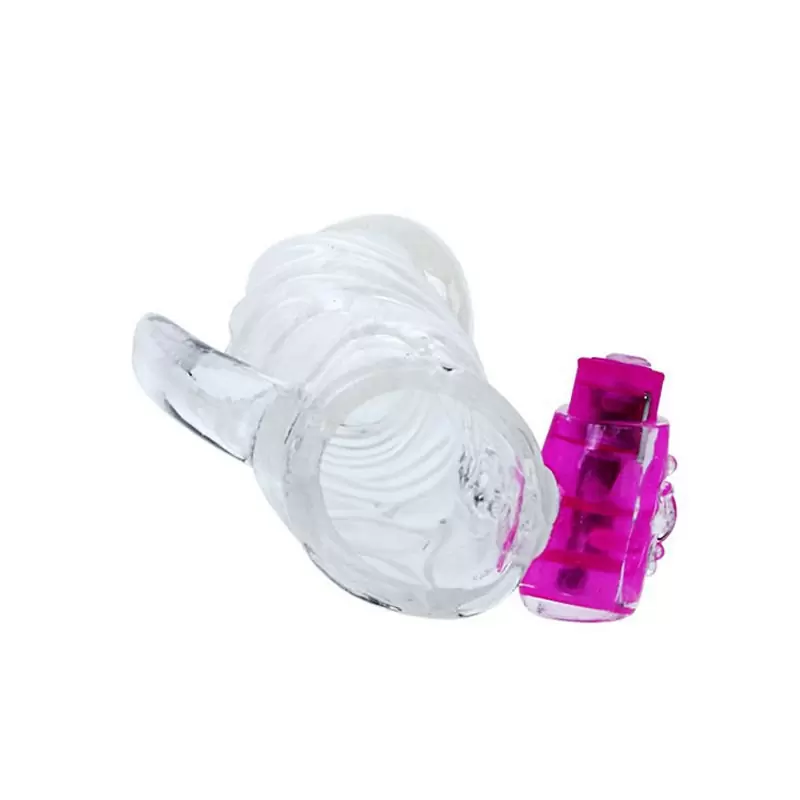 Реалистичная насадка Penis Sleeve с вибрацией и анальным стимулятором – прозрачный