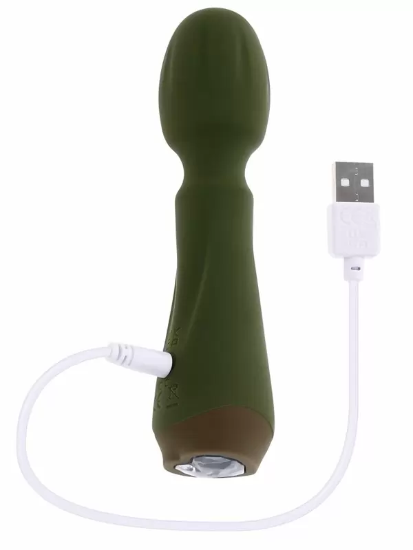 Компактный вибратор Evolved Heartfelt, 13,4 см, с кристаллом, 10 режимов, силикон, хаки