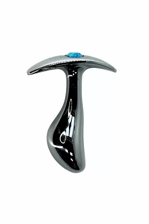 Изогнутая анальная пробка Kanikule с голубым кристаллом — диаметр 2,5 см, размер S