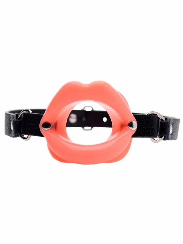 Необычный кляп-расширитель Sissy Mouth Gag, диаметр 4,2 см, в форме губ, розовый с черным