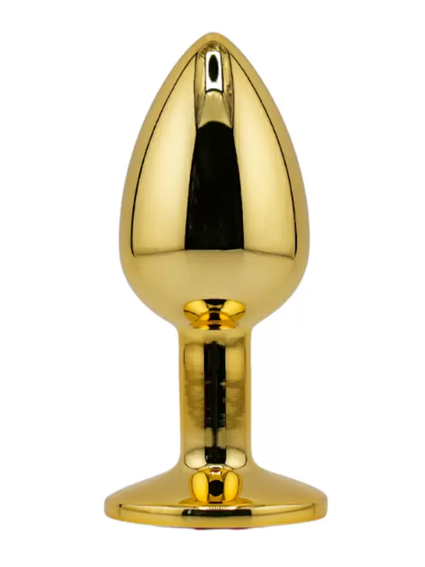 Маленькая алюминиевая анальная пробка Kanikule Small с кристаллом – золотистый с розовым