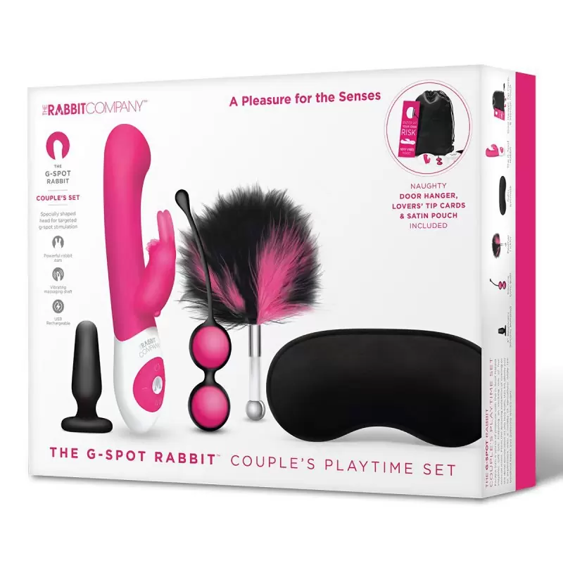 Игровой набор для пары из 8 предметов The G-Spot Rabbit Couples Play Time Set - черный, розовый